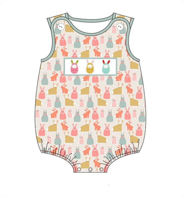 SR2194 pre order Easter Bunny Ears Egg Vest romper