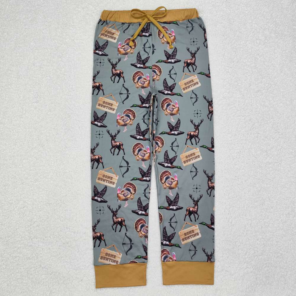 P0616 Adult men gone hunting deer duck turkey green pants