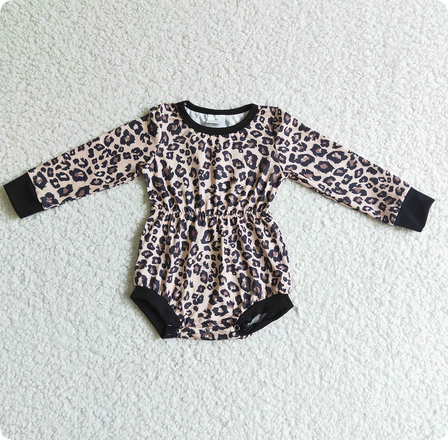 LR0108  leopard print long sleeve romper