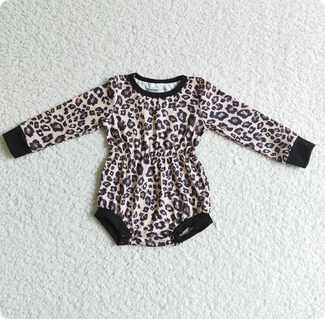 LR0108  leopard print long sleeve romper