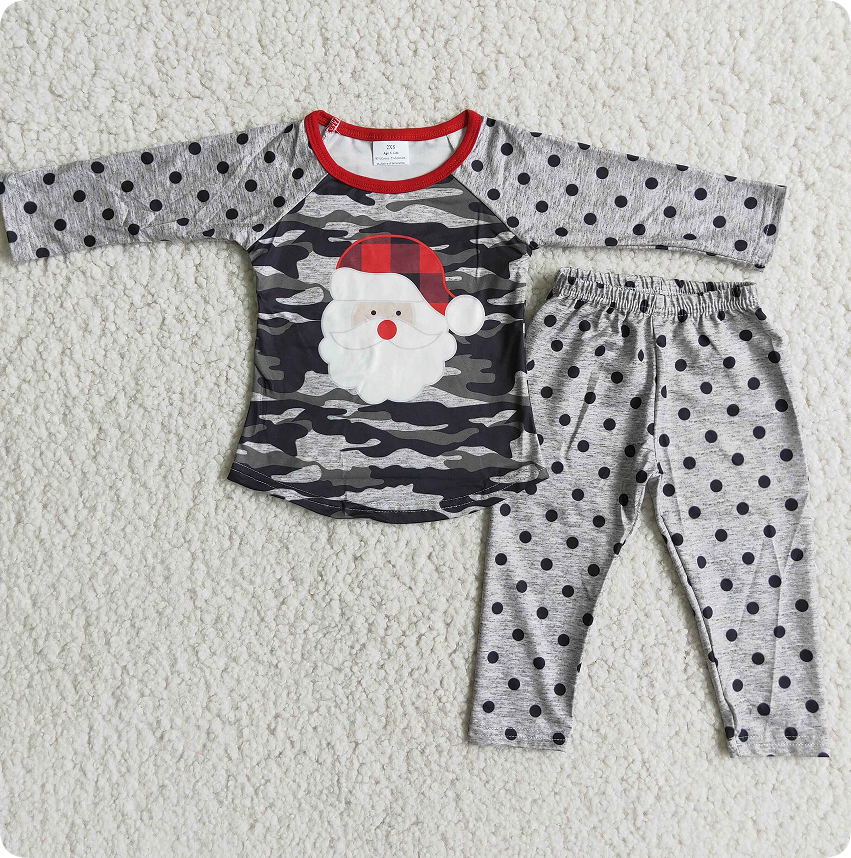 A23-13  Camouflage Santa Claus Polka Dot Long Sleeve Suit