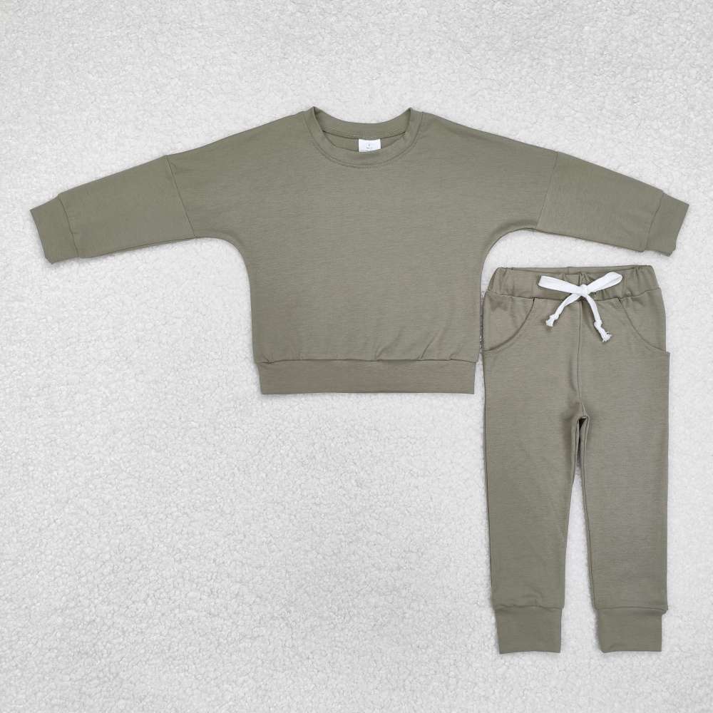 BLP1054 Solid green long sleeve trousers suit