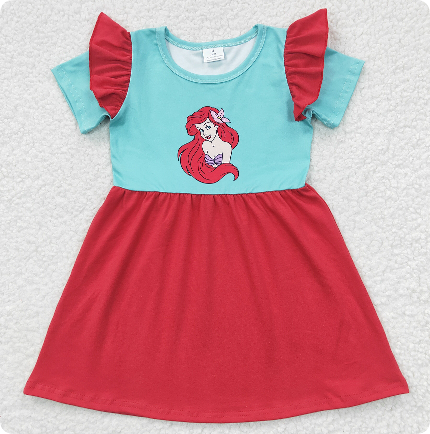 GSD0244 Girls Mickey Donald Duck Purple Short Sleeve Dress