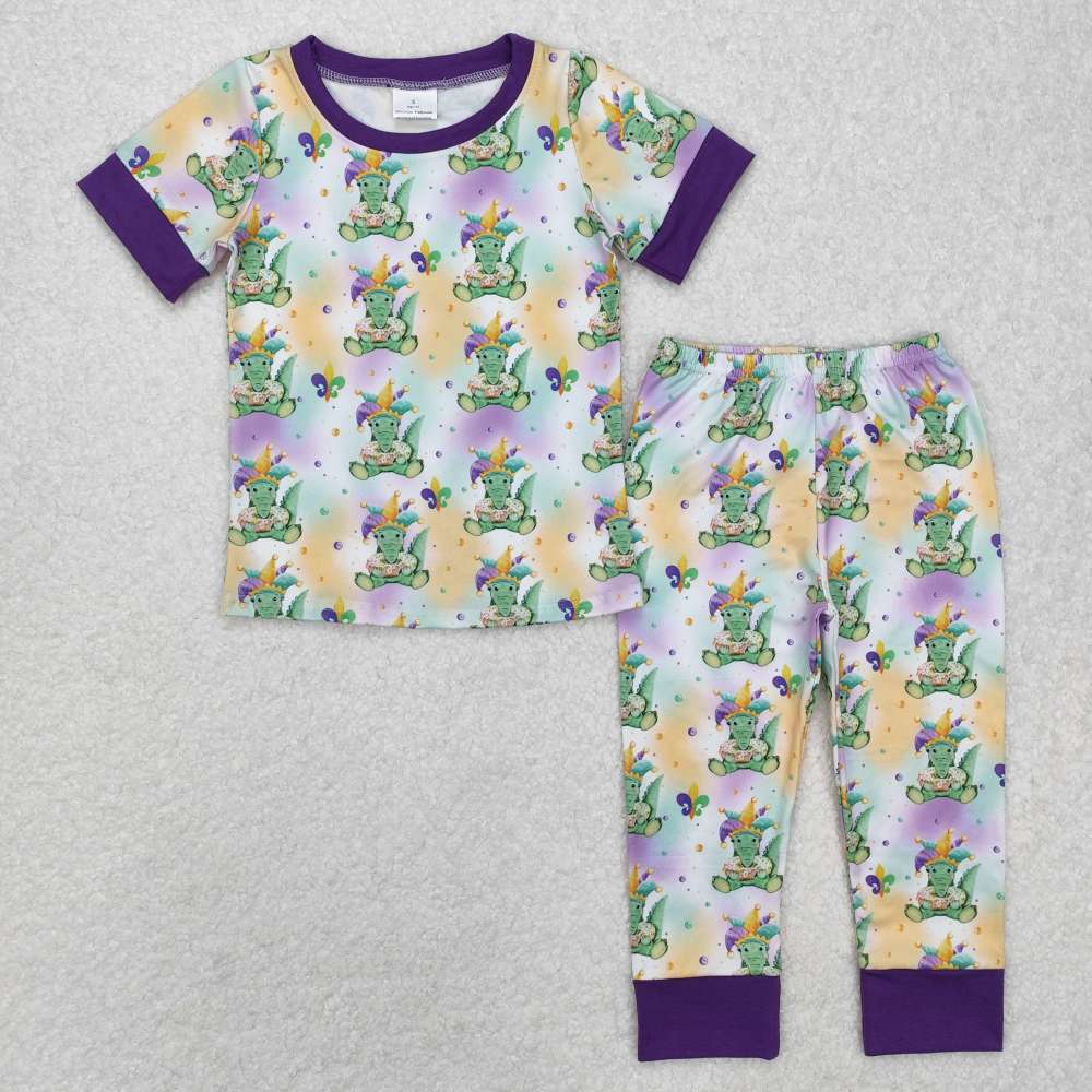 BSPO0547 Carnival Crocodile Purple Short Sleeve Pants Pajama Set