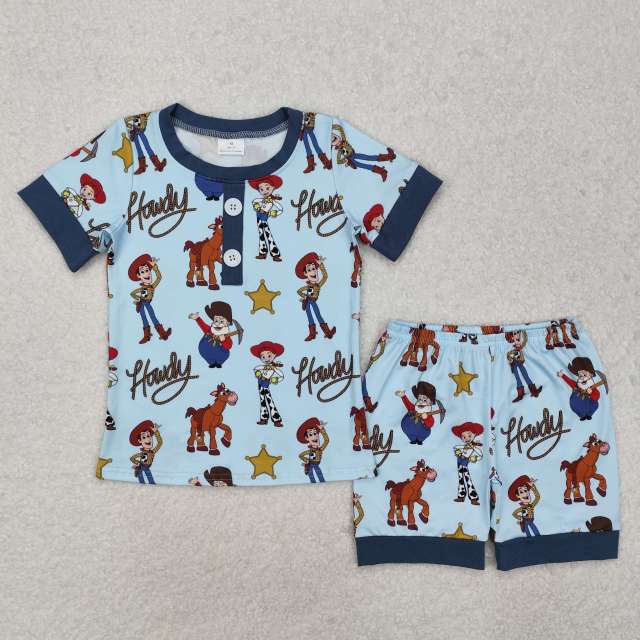 BSSO1214 Howdy Toy Story Blue Short Sleeve Shorts Pajama Set