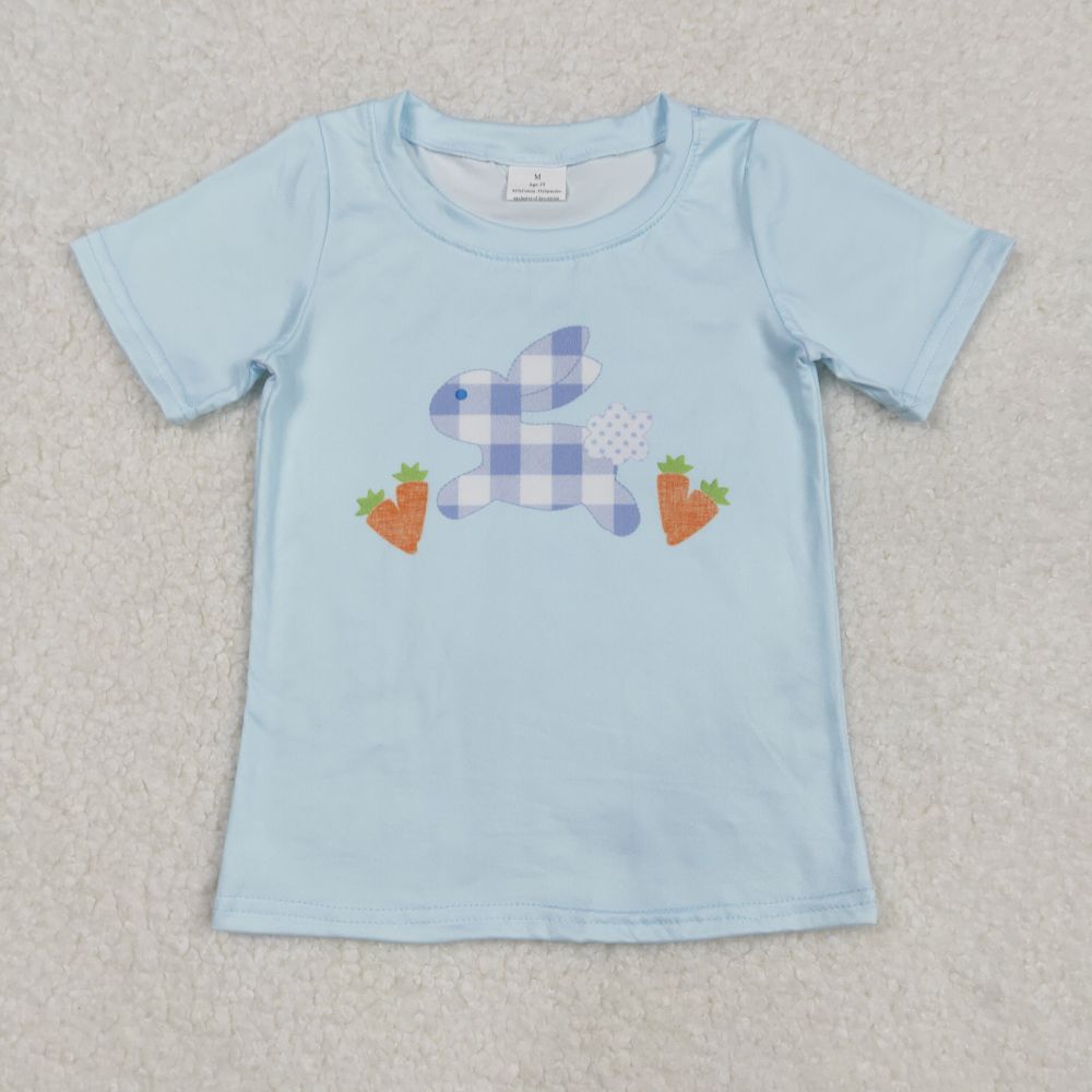 BT1166 Easter Bunny Carrot Blue Short Sleeve Top