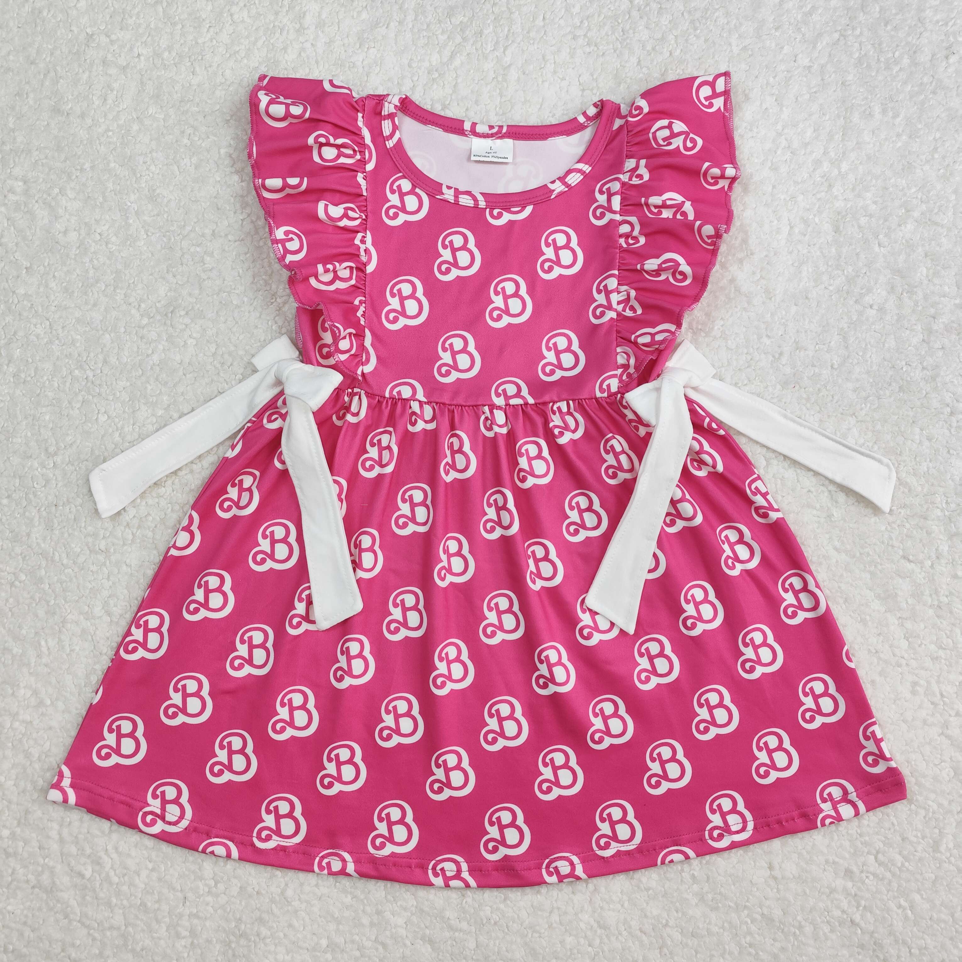 3.3 yan  barbie B letter white bow rose red lace sleeveless dress