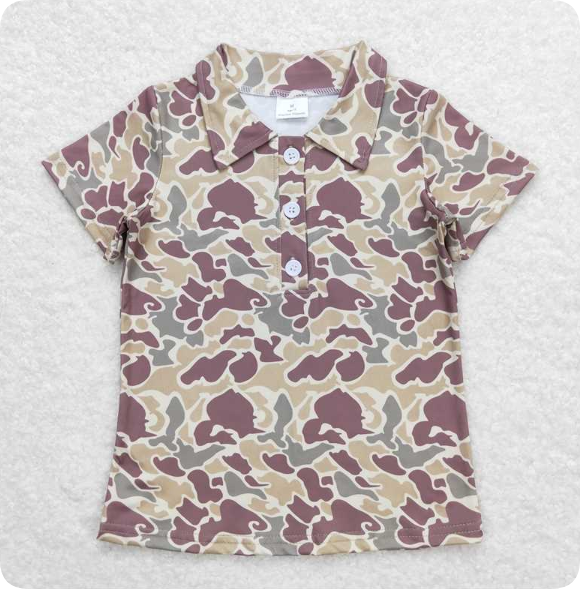 BT0640  3.7 y  Brown and green camouflage short-sleeved top