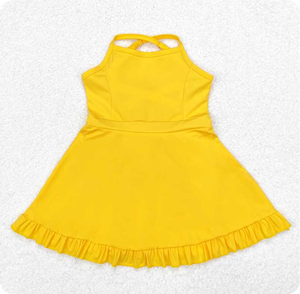 S0455 3.11 y  Solid Yellow Sportswear Skirt Swimsuit