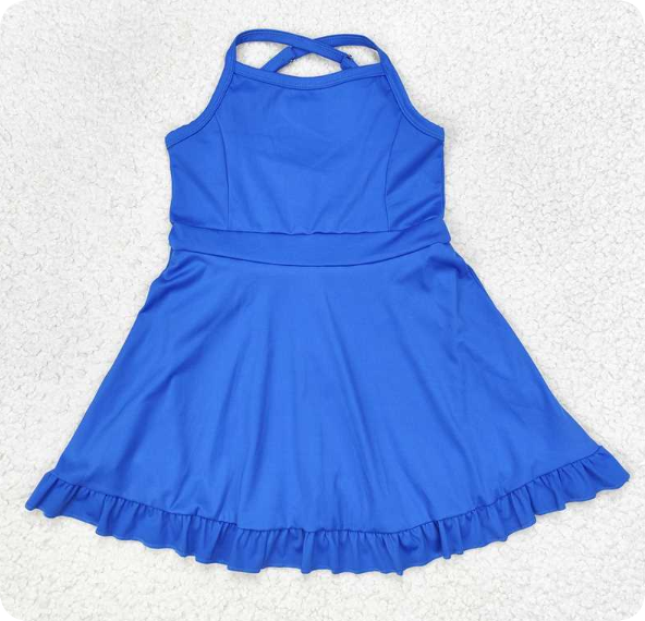 S0445  3.11 y  Solid Blue Sportswear Skirt Swimsuit