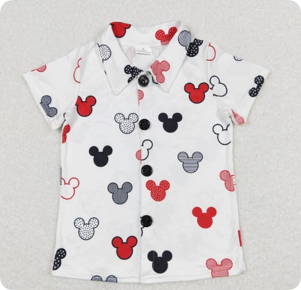 BT0607 3.17 y Mickey white button-down short-sleeved shirts