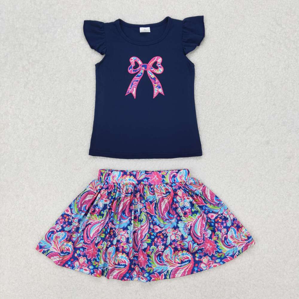 GSD1689 3.18y Embroidery flower pattern bow pattern blue flying sleeve hakama suit