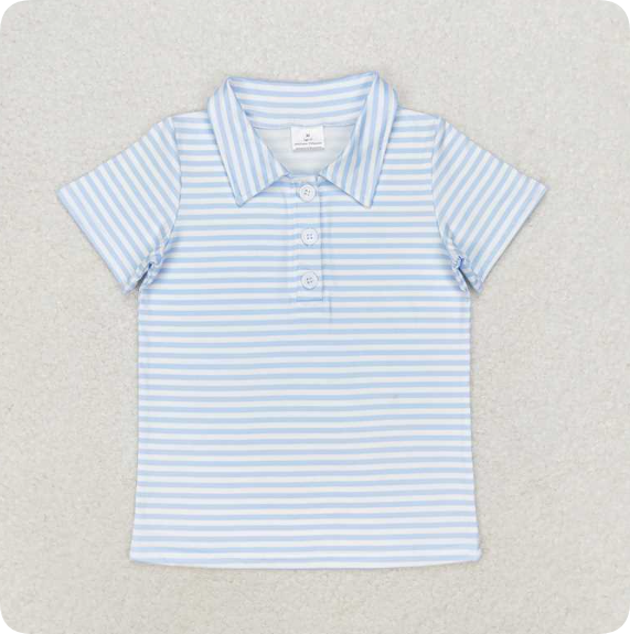 BT0653 3.18 y Light blue striped short-sleeved shirts