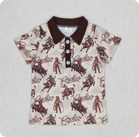 BT0558 3.18 yRodeo riding brown collar short-sleeved shirts