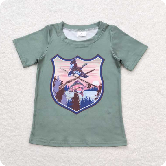 BT0465 3.19 y Shotgun Duck Green Short Sleeve shirts