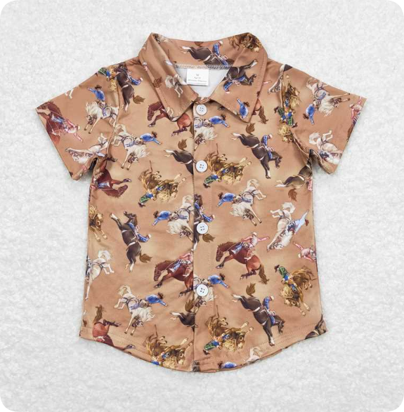 BT0525  3.19y Riding brown button-down short-sleeved shirts