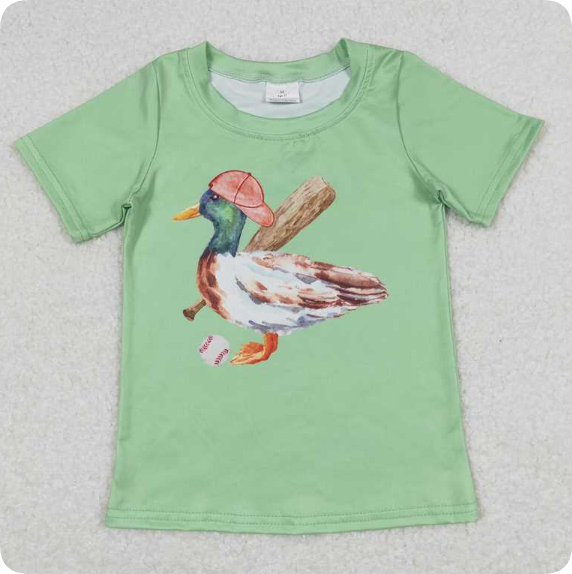 BT0611 3.19 y Baseball duck green short sleeve shirts