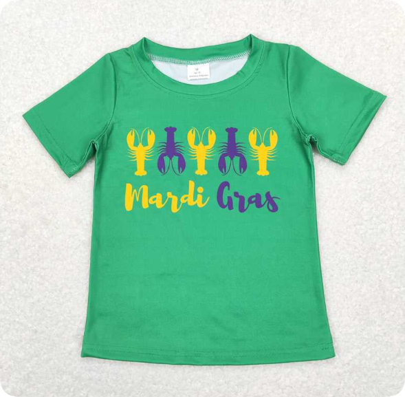 BT0501 3.20y  mardi gras crayfish green short-sleeved shirts