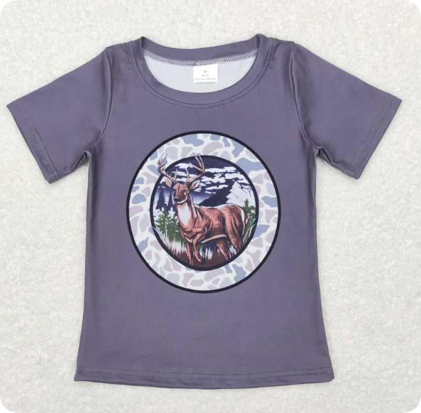 BT0464 3.21y Elk camouflage dark gray short-sleeved shirts