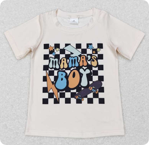 BT0447 3.21y mama's boy letter plaid lightning star short-sleeved shirts