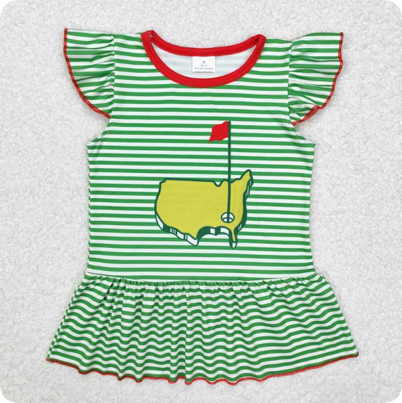 GT0771 3.22y Red Flag Map Golf Course Green Striped Fly Sleeve shirts