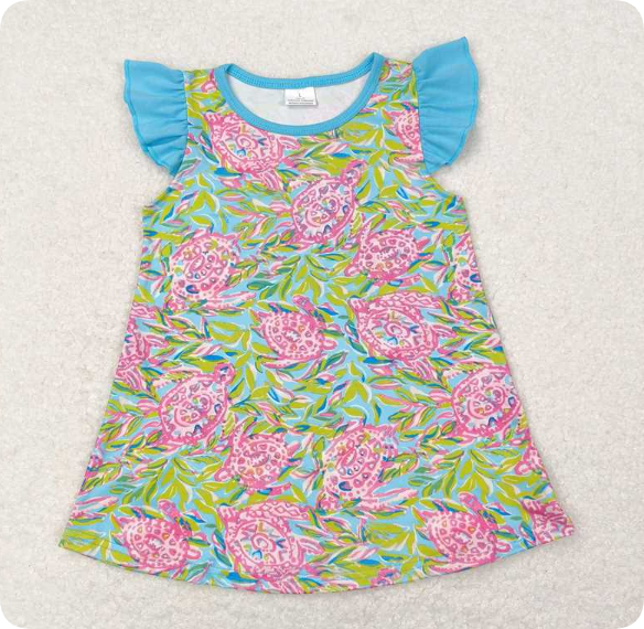 GT0566 3.22y Turtle seaweed blue flying sleeve shirts