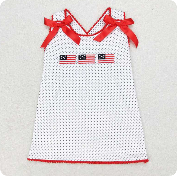 GT0599 3.24y  Embroidered flag polka dot white sleeveless shirts