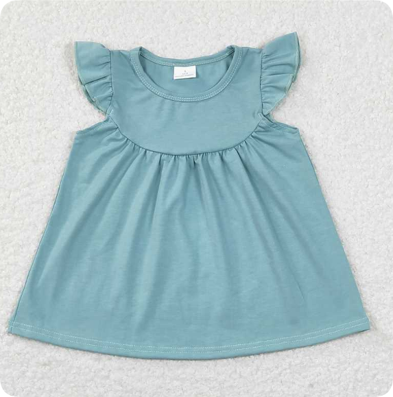 GT0460  3.24y lSolid blue green flying sleeve shirts