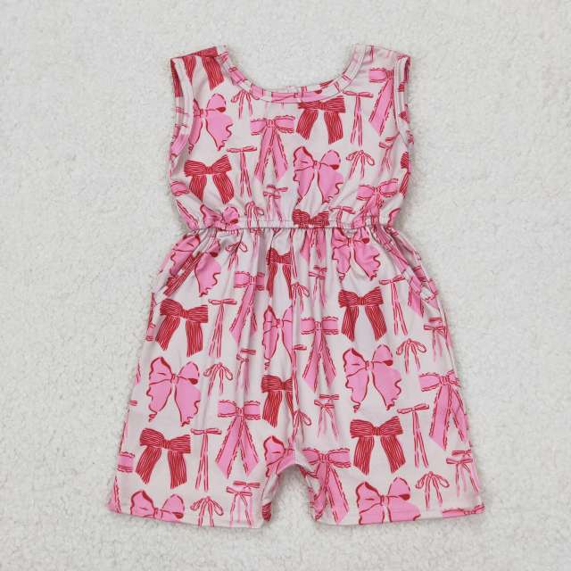 SR2670 3.25y Pink bow pattern sleeveless romper