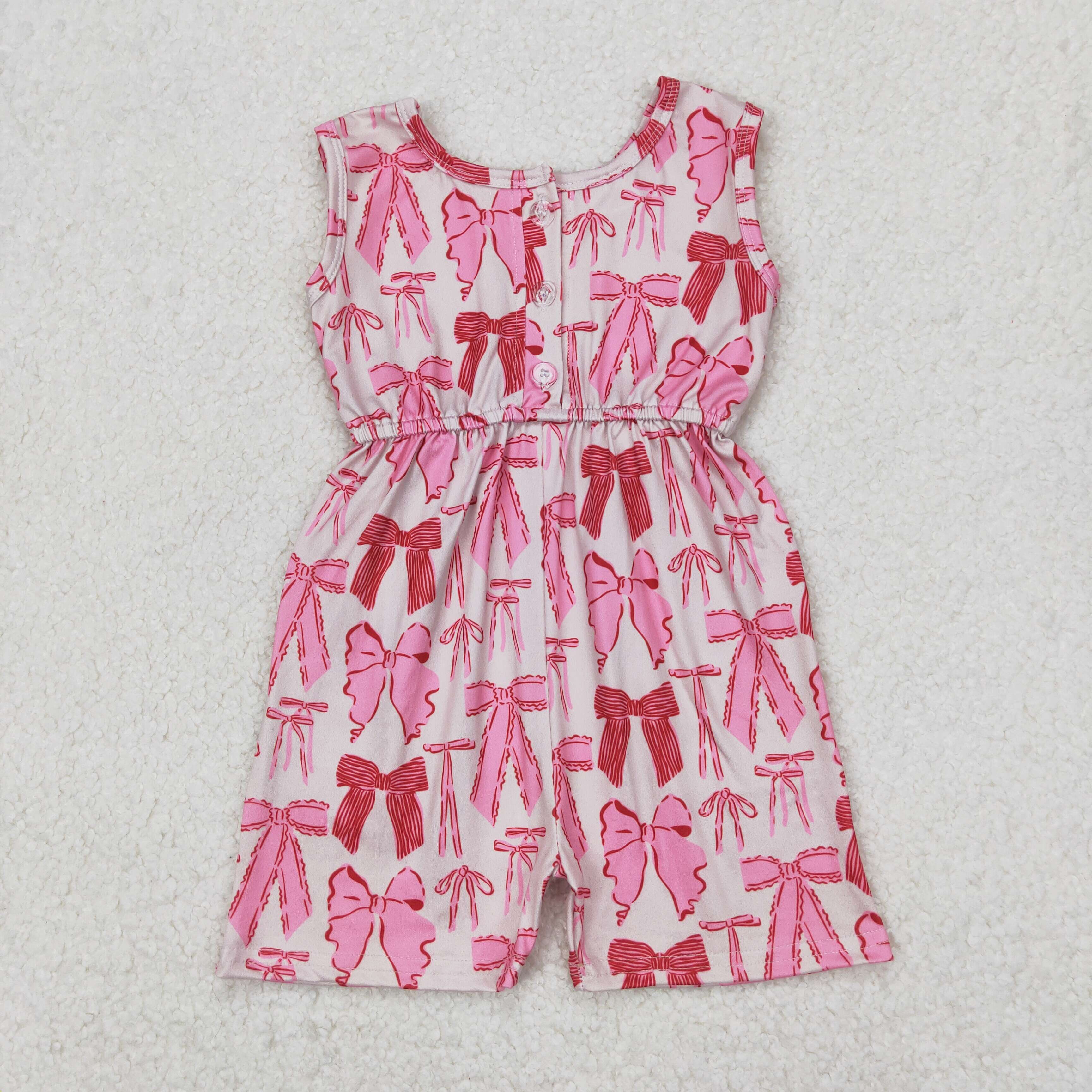 SR2670 3.25y Pink bow pattern sleeveless romper