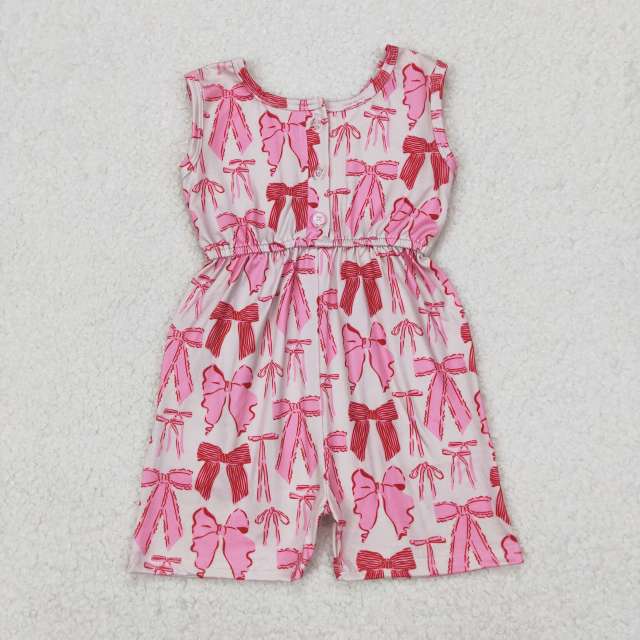 SR2670 3.25y Pink bow pattern sleeveless romper
