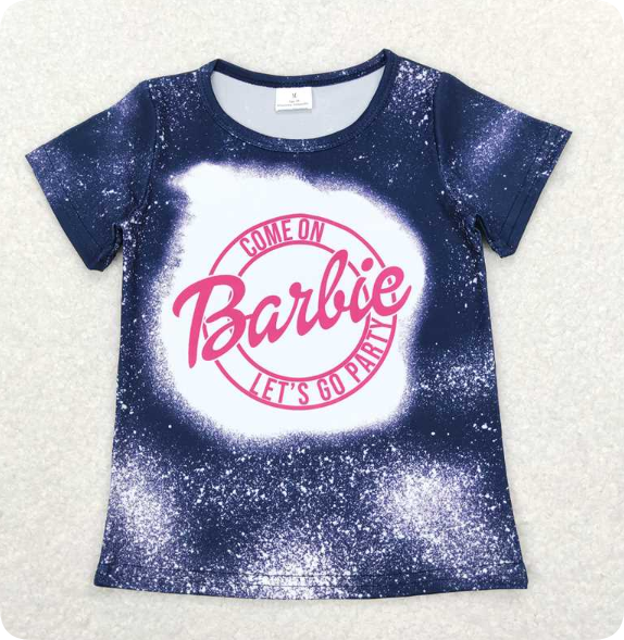 GT0310 3.25y barbie blue and black short-sleeved top  shirts