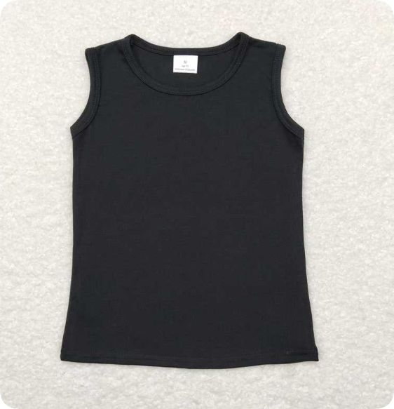 GT0419 3.25y Plain Black Girls Sleeveless shirts