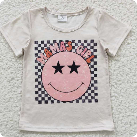 GT0173 3.26y Girl mamas girl smiley star short-sleeved shirts