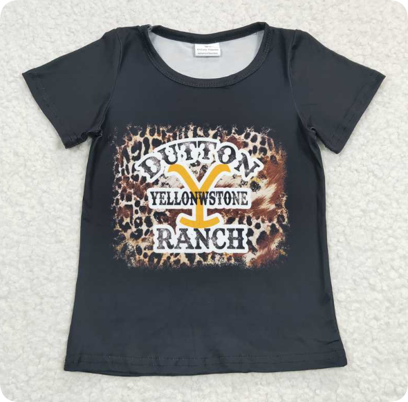 GT0177 3.26y DUTTON leopard print black short-sleeved shirts