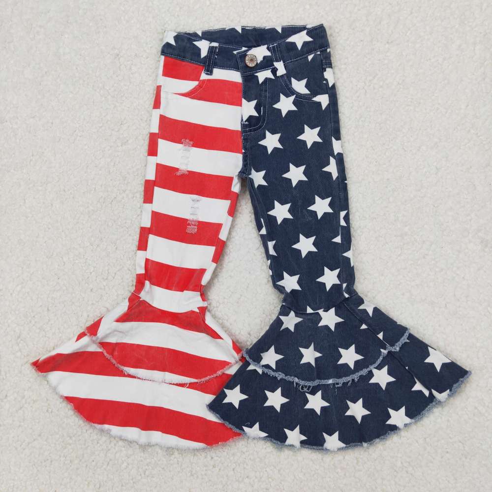 C3-14 4.1y   star striped denim flared pants
