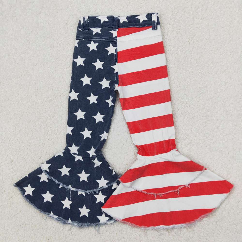 C3-14 4.1y   star striped denim flared pants