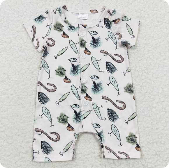 SR0259 4.9Y Fishing Green Short Sleeve romper