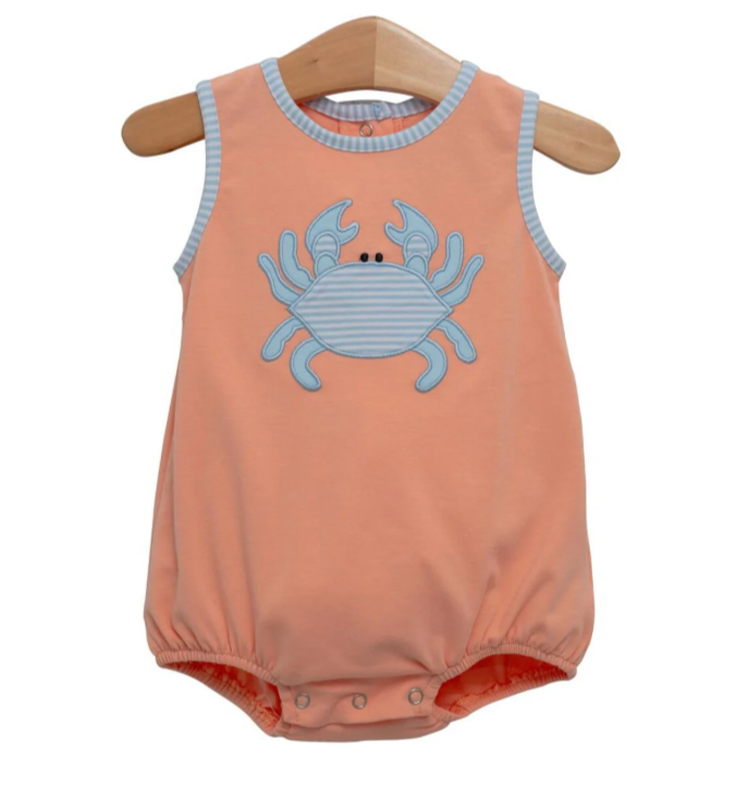 SR2880 4.10 y Pre order Striped Crab Orange Vest romper