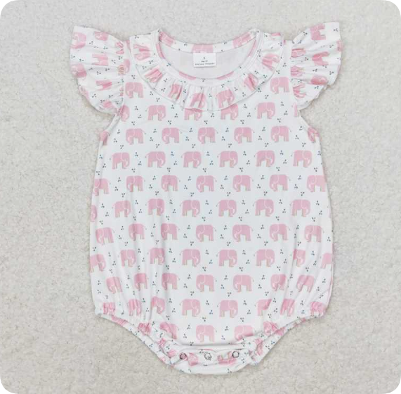 SR1825 4.11 Y Pink Elephant Lace White Tank romper