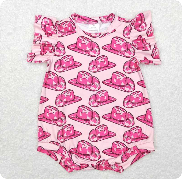 SR0623 4.16 Y Pink short-sleeved jumpsuit with cowboy romper