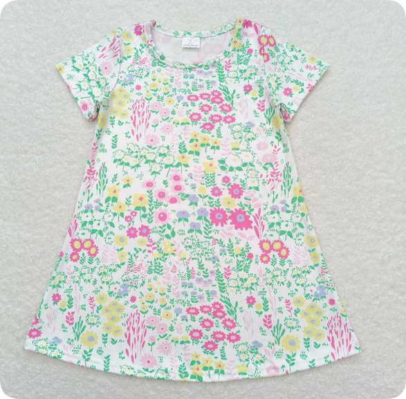 GSD0823 4.19y White floral short-sleeved dress