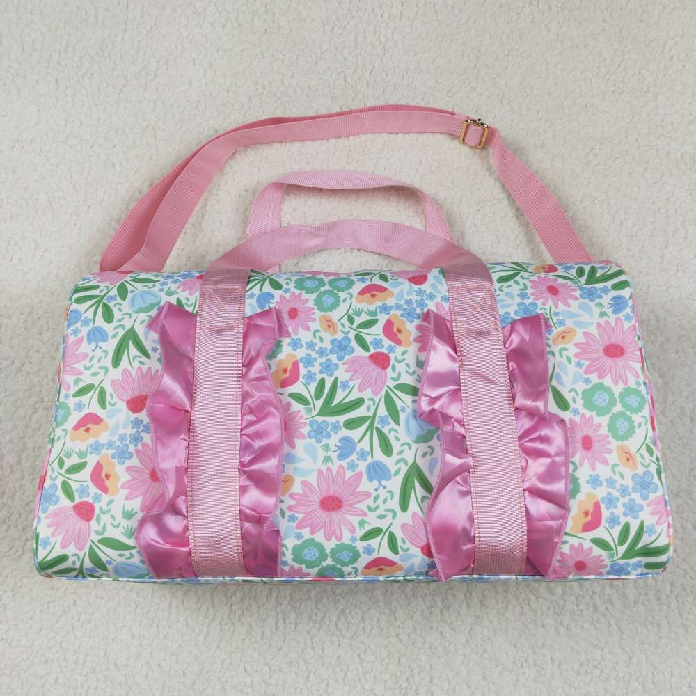 BA0290 Pink lace gym bag with flowers and leaves