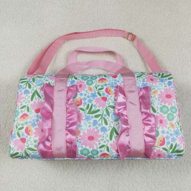 BA0290 Pink lace gym bag with flowers and leaves