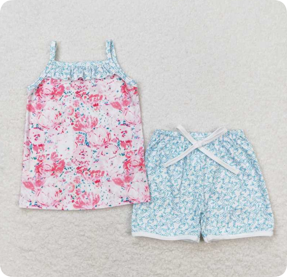 GSSO0869 4.28 y Sleeveless floral shorts suit