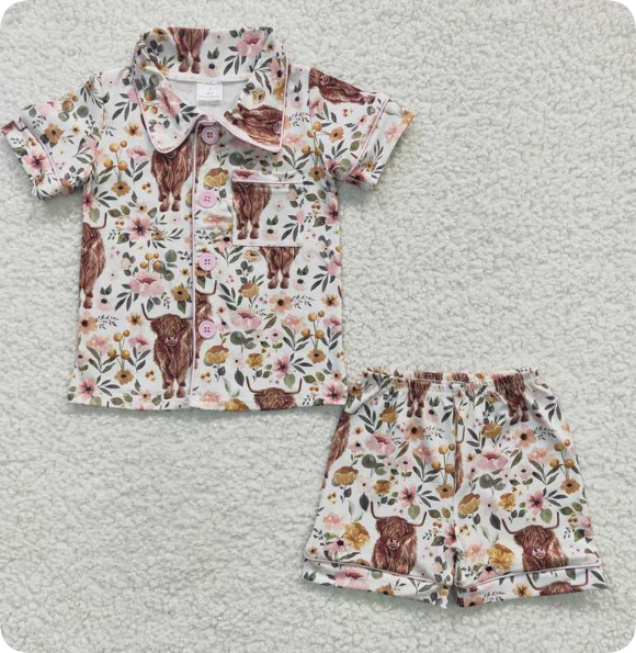 GSSO0176 5.2y Girls Alpine Globe Pink Pocket Short Sleeve Shorts Set