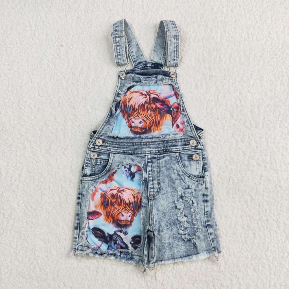 SS0023 5.5y   Alpine cow bib denim shorts