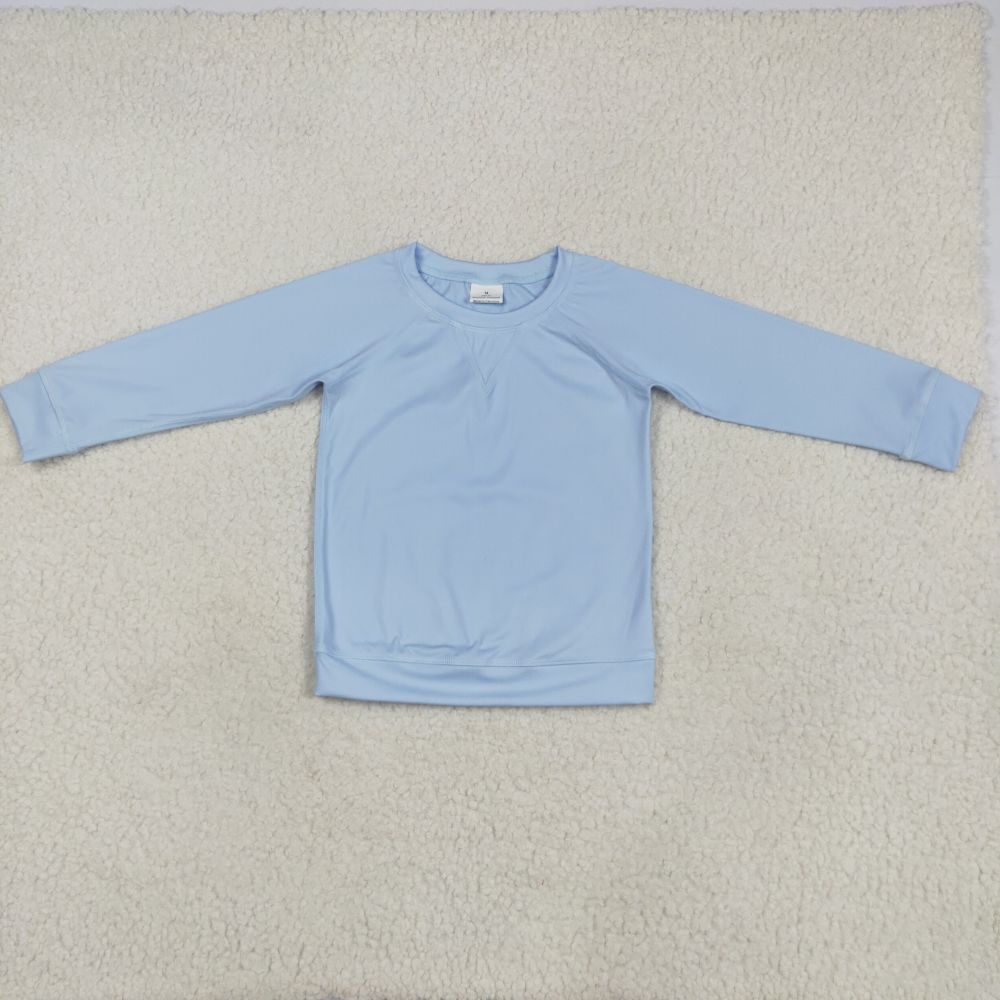 GT0970 5.14 y Solid blue long-sleeved yoga top