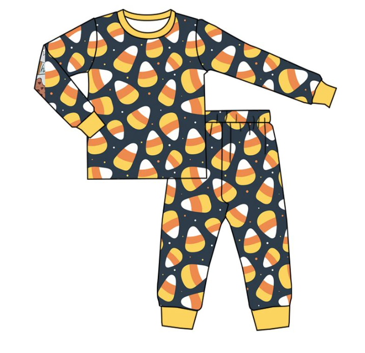 BLP1066 5.20y pre order Halloween Candy Black Long Sleeve Long Pants Pajama Set