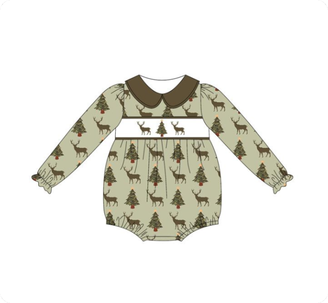 LR2248  5.28y  pre order Christmas Bear House Bow Zipper Long Sleeve romper